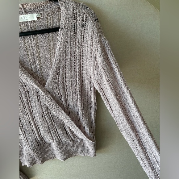 ASTR the Label- Wrap Front Pointelle Sweater in Lavender- Size XS - Picture 3 of 9